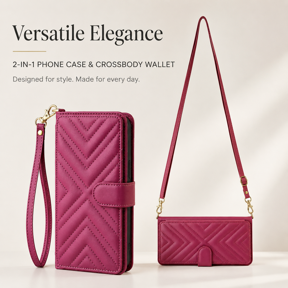 Premium iPhone Case Crossbody Wallet Cover PU Leather Card Holder Shoulder Strap Shockproof Full Protection