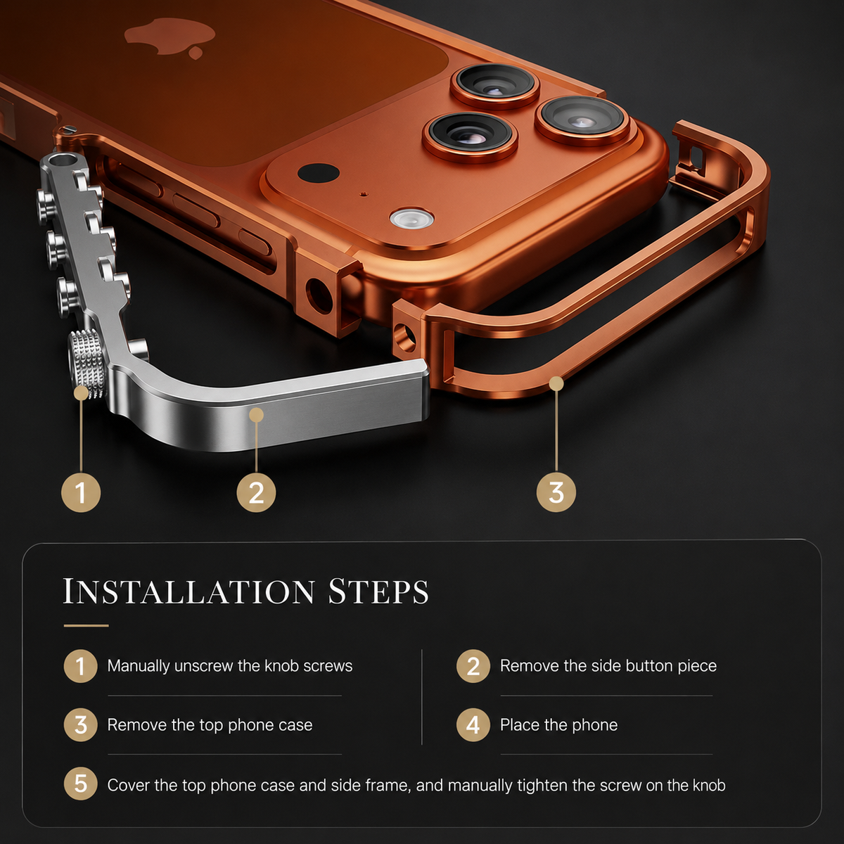 Premium iPhone Case Cyberpunk Aluminum Alloy Mechanical Bumper Shockproof Metal Frame Heavy Duty Drop Protection Design