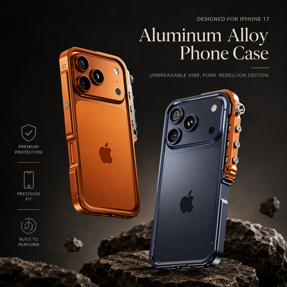 Premium iPhone Case Cyberpunk Aluminum Alloy Mechanical Bumper Shockproof Metal Frame Heavy Duty Drop Protection Design