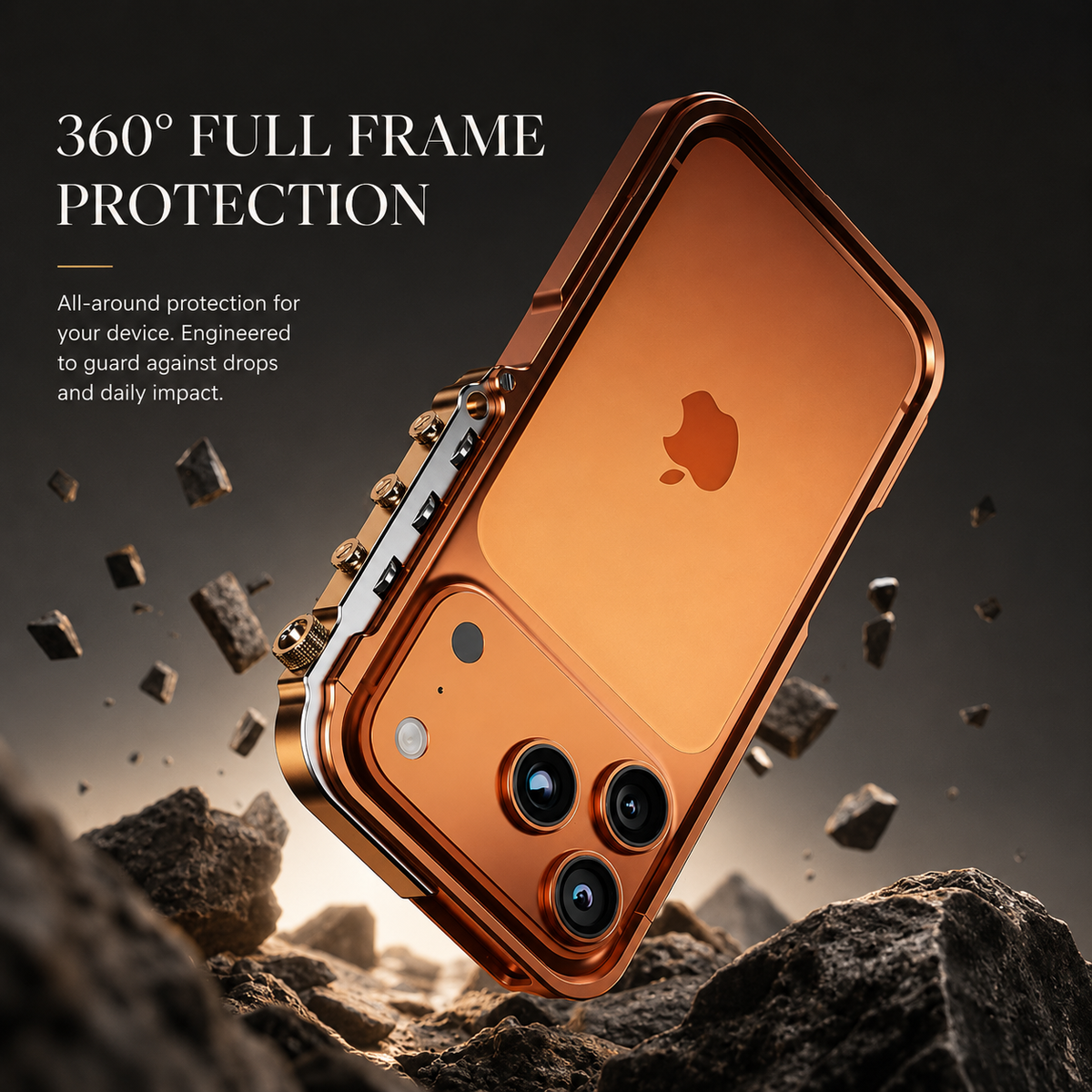 Premium iPhone Case Cyberpunk Aluminum Alloy Mechanical Bumper Shockproof Metal Frame Heavy Duty Drop Protection Design