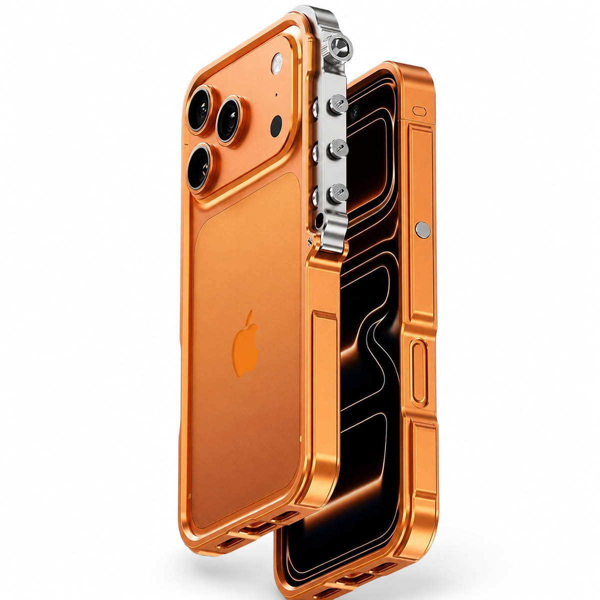 Premium iPhone Case Cyberpunk Aluminum Alloy Mechanical Bumper Shockproof Metal Frame Heavy Duty Drop Protection Design