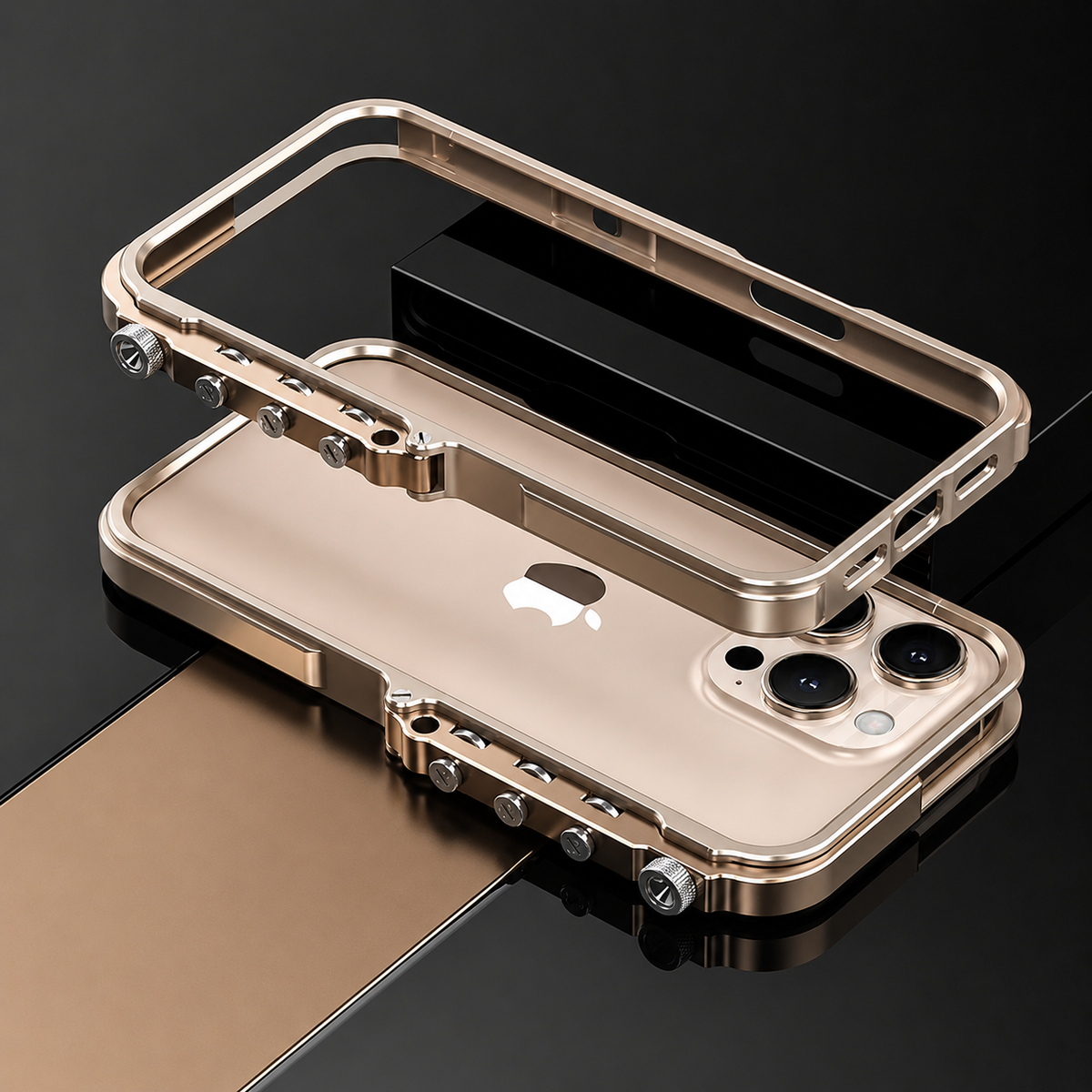 Premium iPhone Case Cyberpunk Aluminum Alloy Mechanical Bumper Shockproof Metal Frame Heavy Duty Drop Protection Design