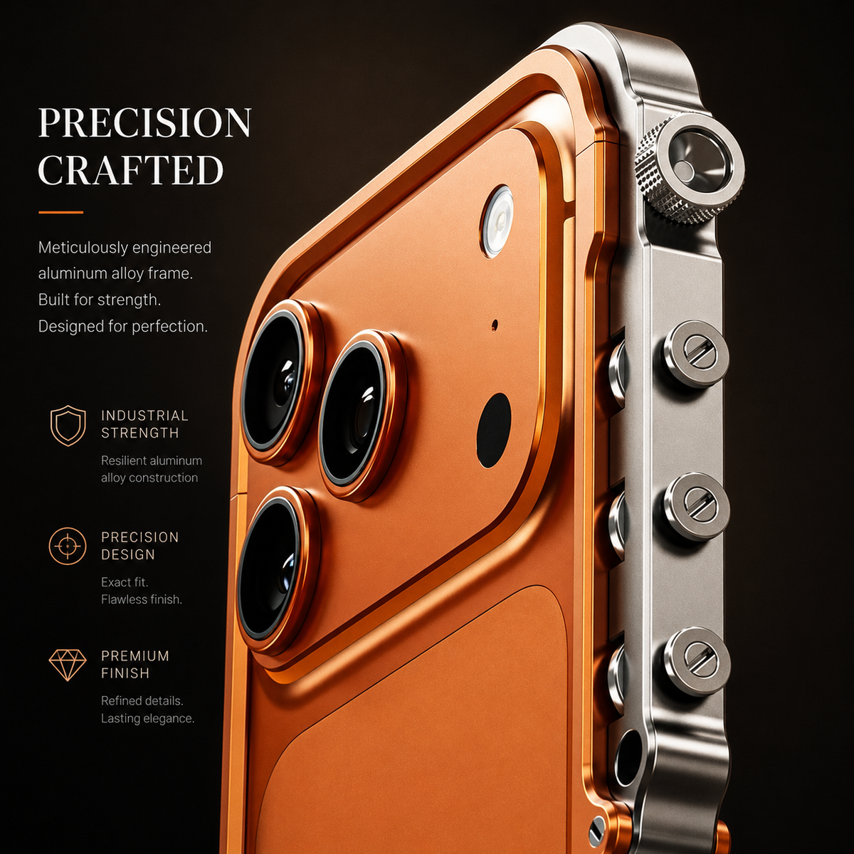 Premium iPhone Case Cyberpunk Aluminum Alloy Mechanical Bumper Shockproof Metal Frame Heavy Duty Drop Protection Design