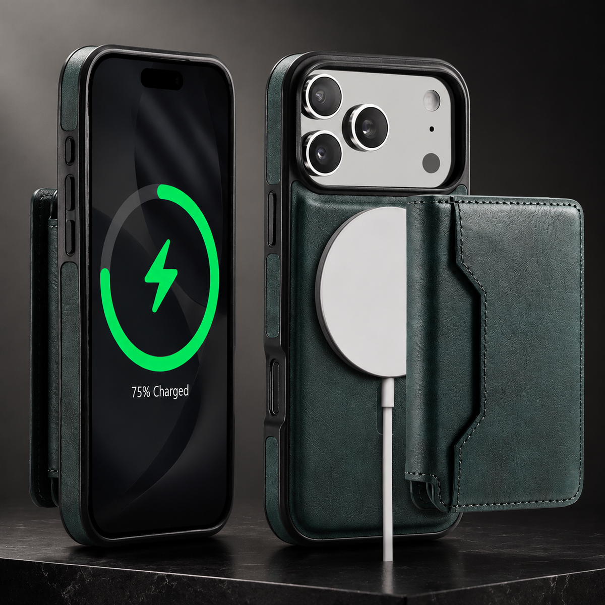 Premium iPhone Case Detachable Magnetic Leather Wallet Cover Card Holder MagSafe Shockproof Scratch Resistant Protection