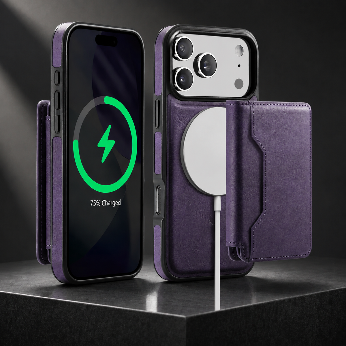 Premium iPhone Case Detachable Magnetic Leather Wallet Cover Card Holder MagSafe Shockproof Scratch Resistant Protection