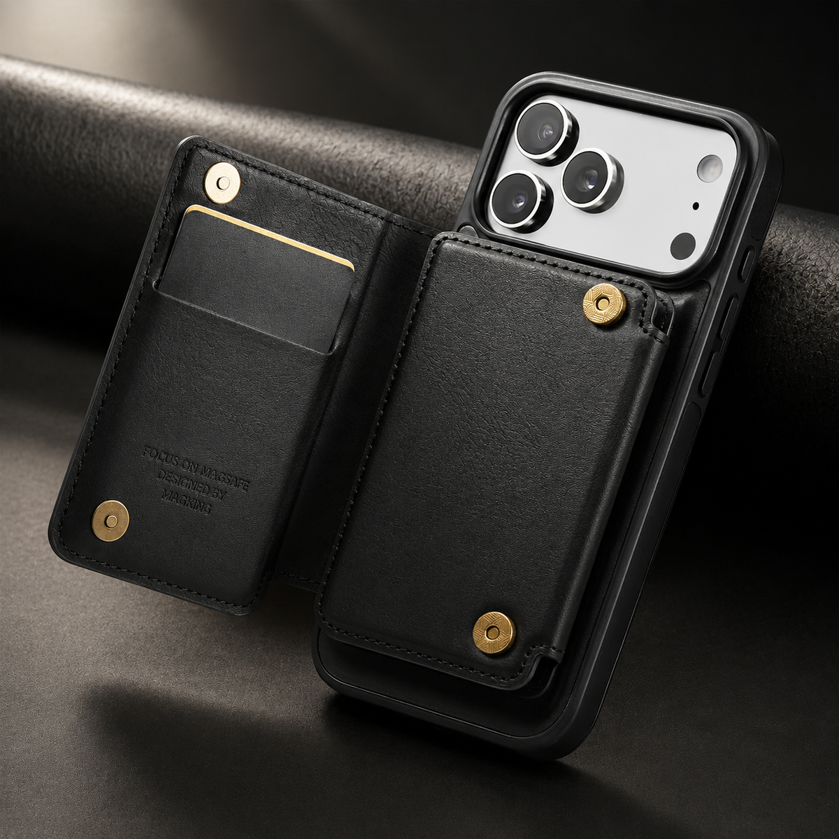 Premium iPhone Case Detachable Magnetic Leather Wallet Cover Card Holder MagSafe Shockproof Scratch Resistant Protection