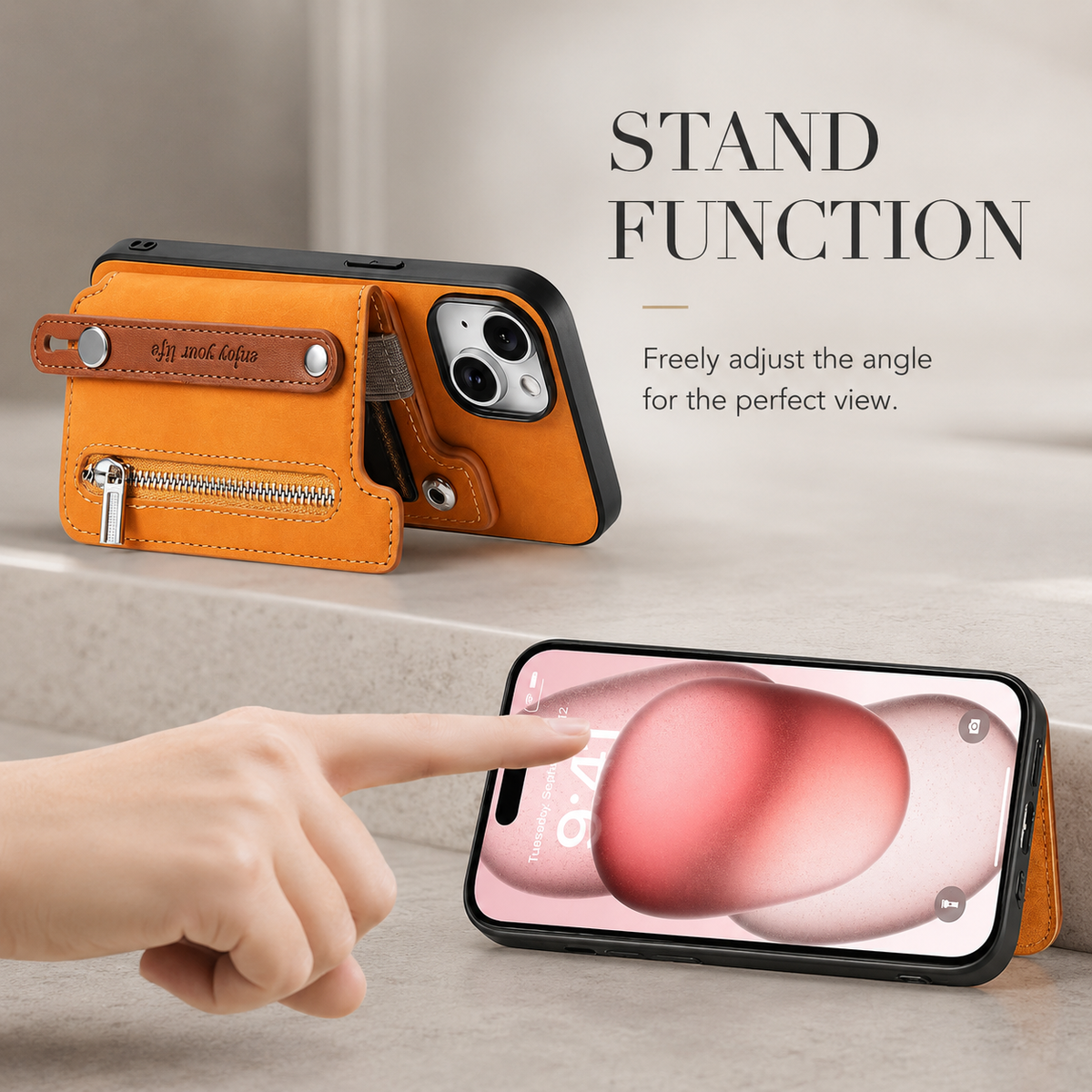 Premium iPhone Case Detachable Zipper Wallet Flip Cover PU Leather Card Holder Shockproof Full Protection