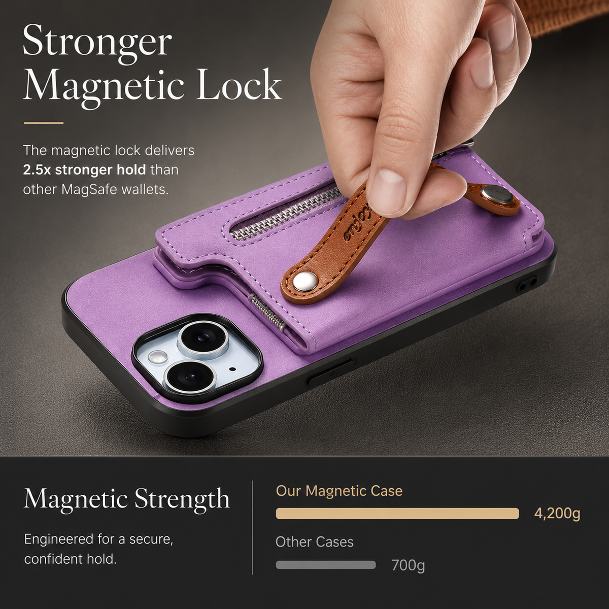 Premium iPhone Case Detachable Zipper Wallet Flip Cover PU Leather Card Holder Shockproof Full Protection