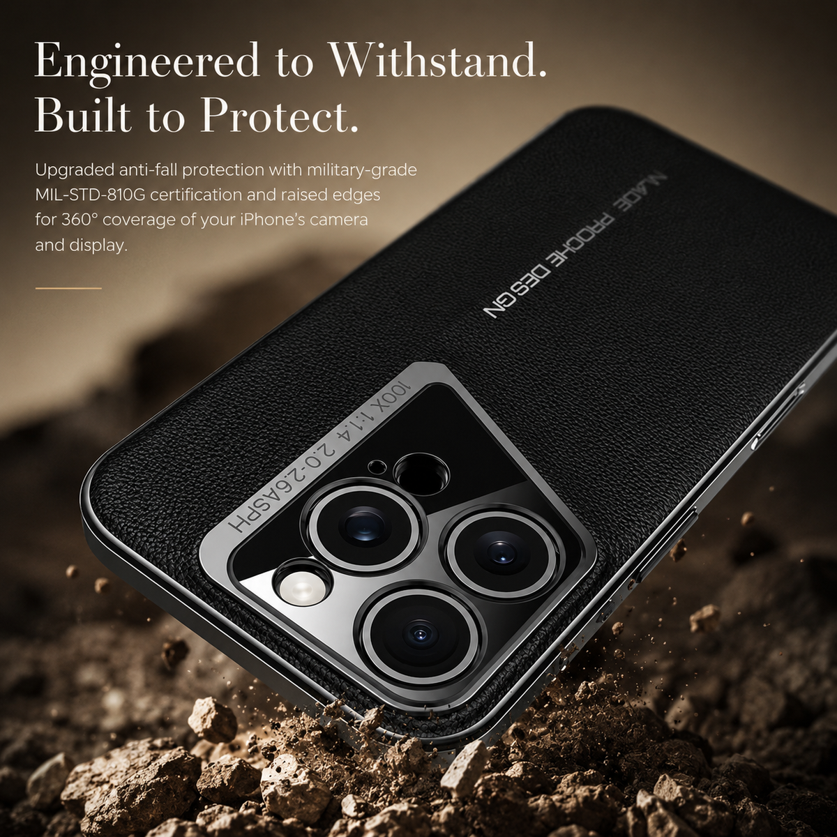 Premium iPhone Case Electroplated Genuine Leather Shockproof Protective Cover Hard Back Slim Design Camera Lens Protection Anti Slip Grip