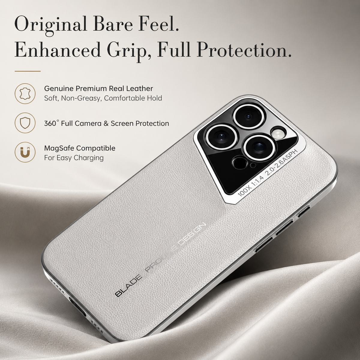 Premium iPhone Case Electroplated Genuine Leather Shockproof Protective Cover Hard Back Slim Design Camera Lens Protection Anti Slip Grip