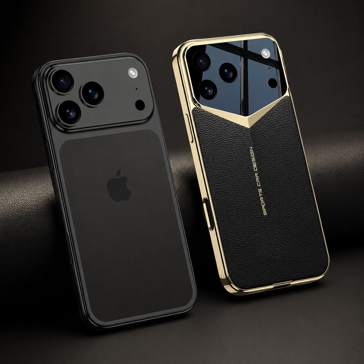 Premium iPhone Case Electroplated Leather Cover Shockproof Protective Hard Shell Lens Protection Case