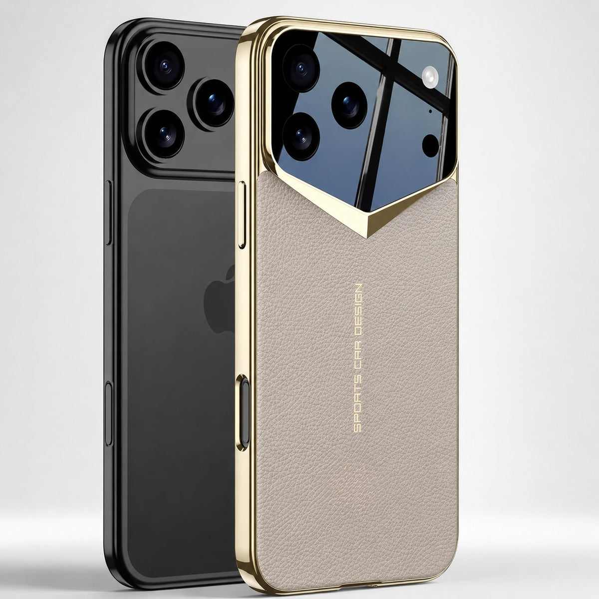 Premium iPhone Case Electroplated Leather Cover Shockproof Protective Hard Shell Lens Protection Case