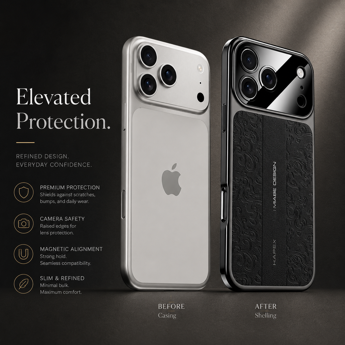 Premium iPhone Case Electroplated Leather Magnetic Soft TPU Dual Layer Protective Cover