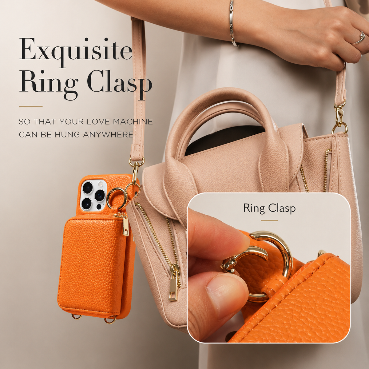 Premium iPhone Case Faux Leather Crossbody Wallet Cover Card Slots Ring Holder Shockproof Full Protection