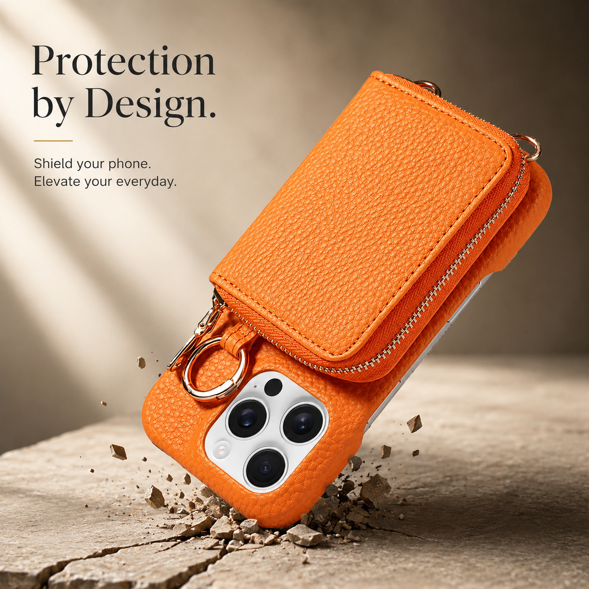 Premium iPhone Case Faux Leather Crossbody Wallet Cover Card Slots Ring Holder Shockproof Full Protection