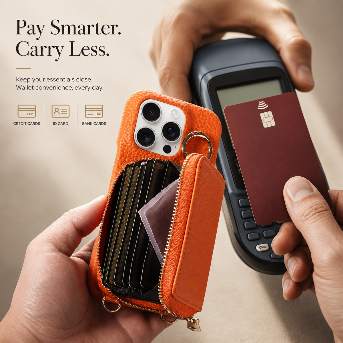 Premium iPhone Case Faux Leather Crossbody Wallet Cover Card Slots Ring Holder Shockproof Full Protection
