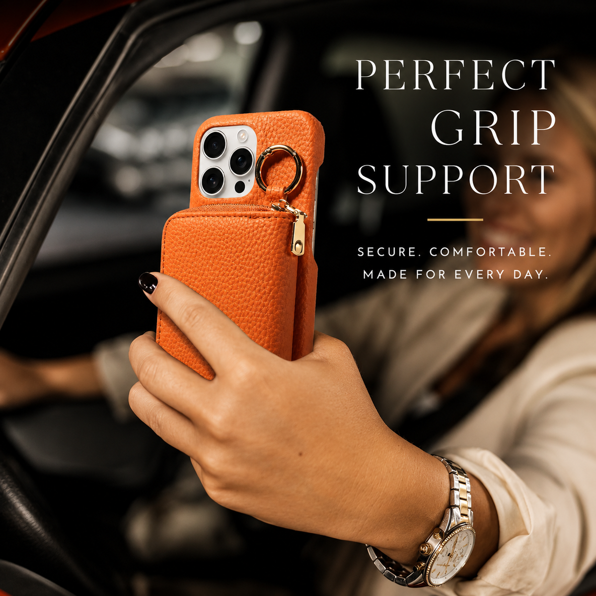 Premium iPhone Case Faux Leather Crossbody Wallet Cover Card Slots Ring Holder Shockproof Full Protection