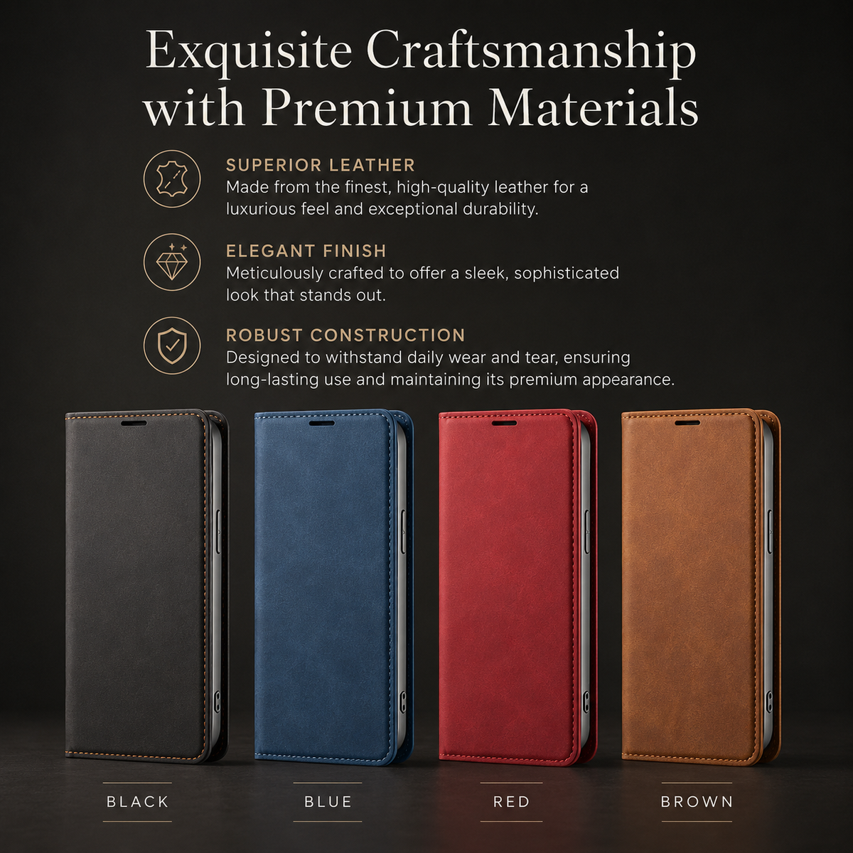 Premium iPhone Case Flip Wallet MagSafe Compatible Leather Card Holder Cover Stand Protection