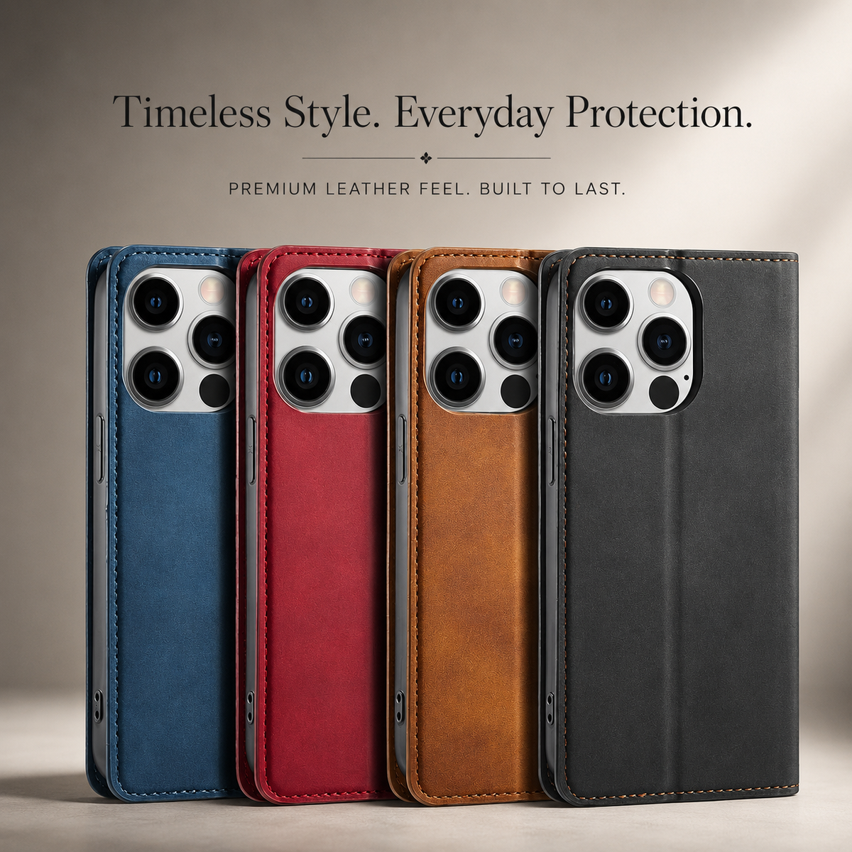 Premium iPhone Case Flip Wallet MagSafe Compatible Leather Card Holder Cover Stand Protection