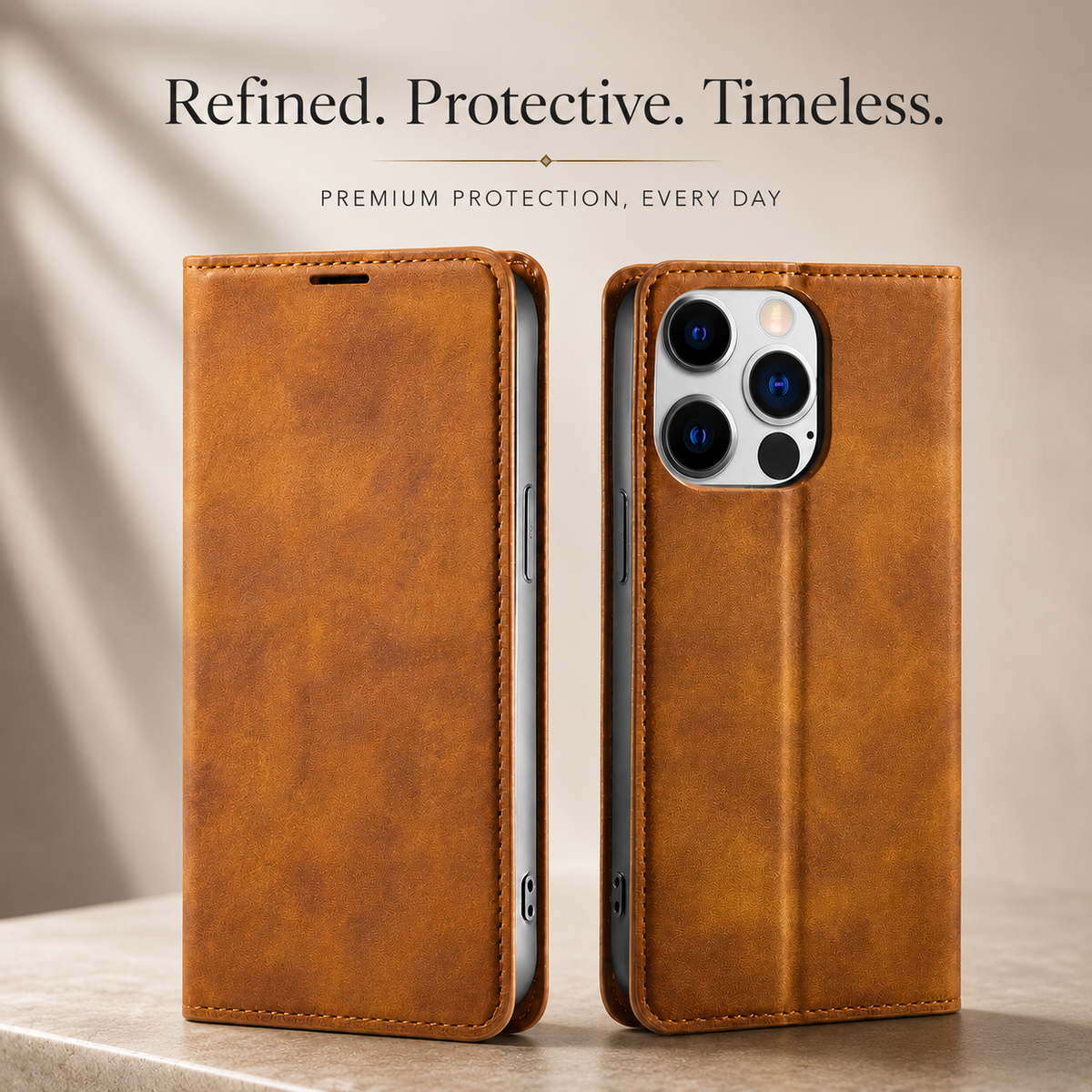 Premium iPhone Case Flip Wallet MagSafe Compatible Leather Card Holder Cover Stand Protection