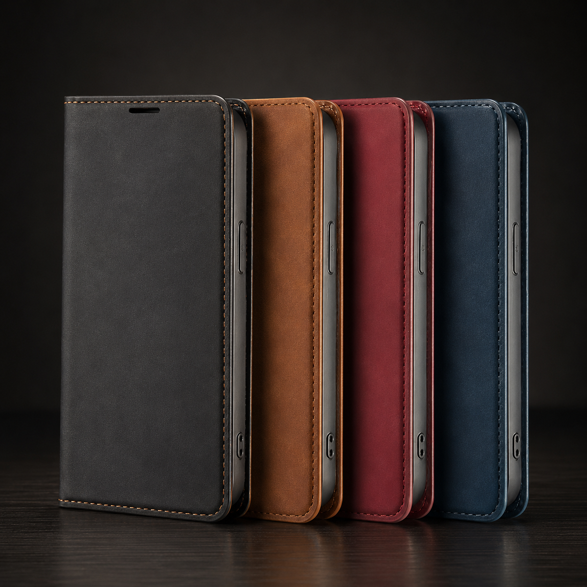 Premium iPhone Case Flip Wallet MagSafe Compatible Leather Card Holder Cover Stand Protection
