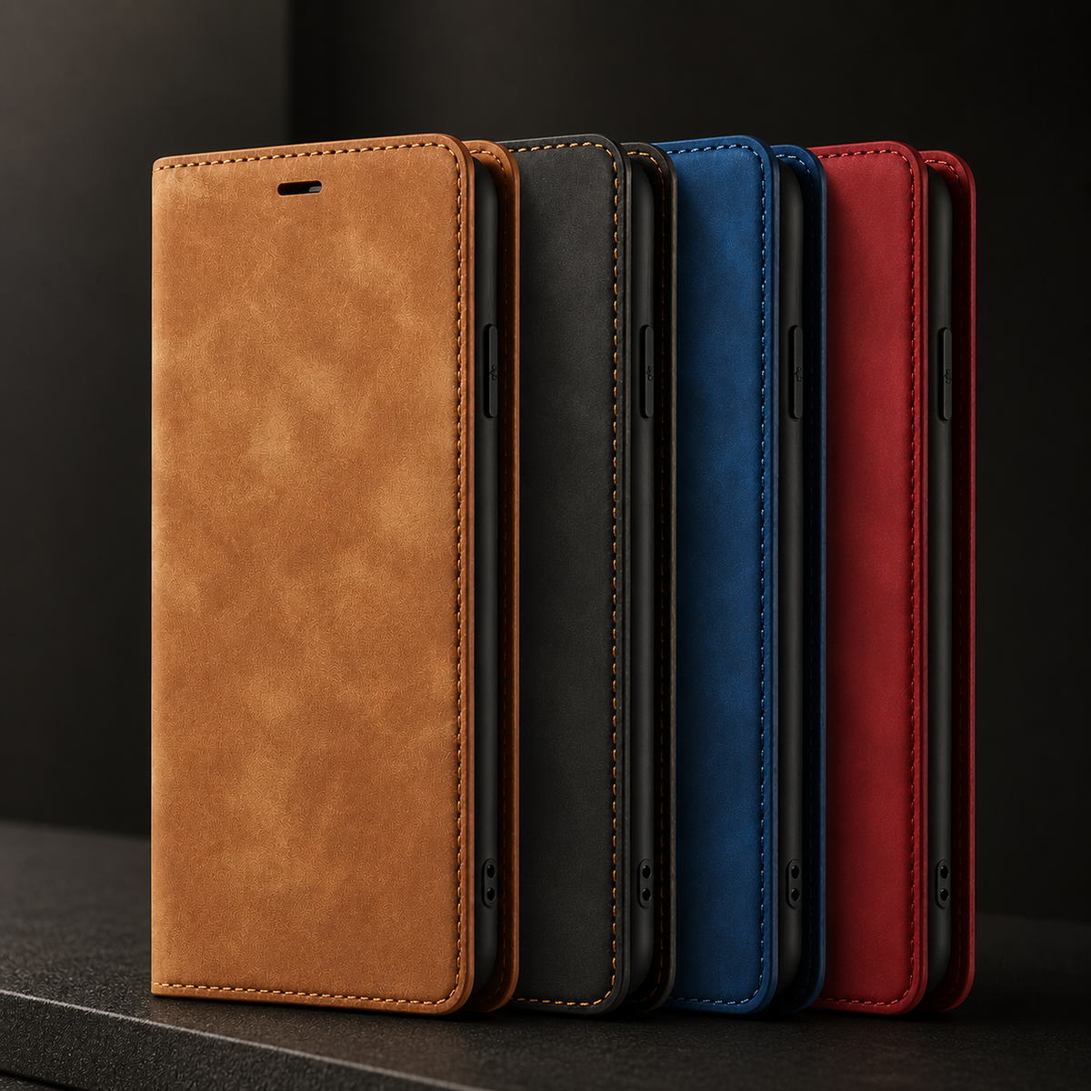 Premium iPhone Case Flip Wallet MagSafe Compatible Leather Card Holder Cover Stand Protection
