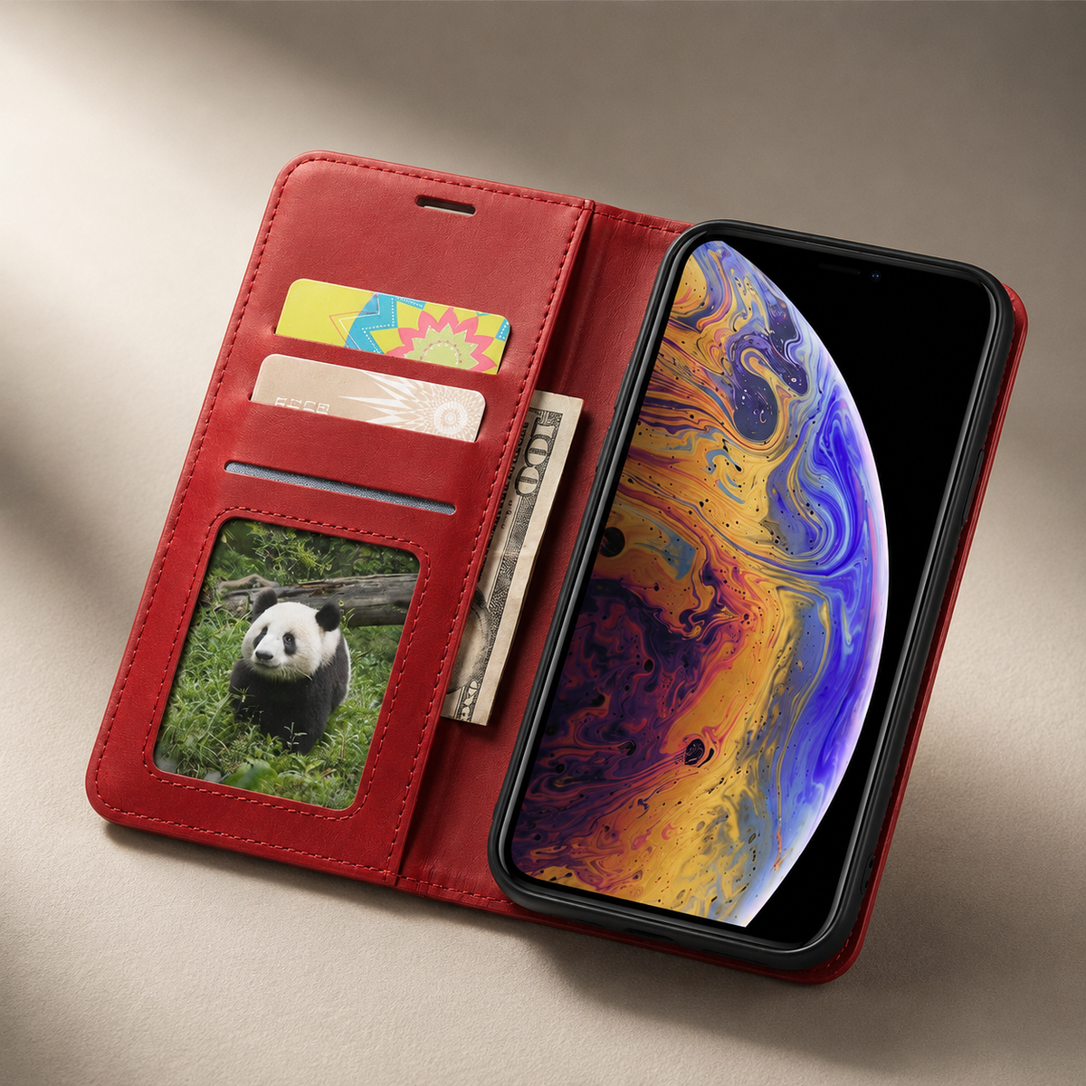Premium iPhone Case Flip Wallet MagSafe Compatible Leather Card Holder Cover Stand Protection