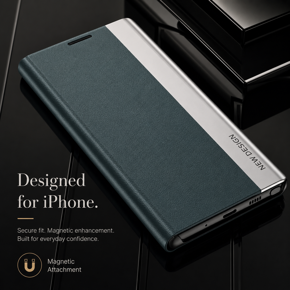 Premium iPhone Case Flip Wallet MagSafe Compatible Magnetic Shockproof Protective Cover Card Holder Stand Function Screen Protection Slim Design