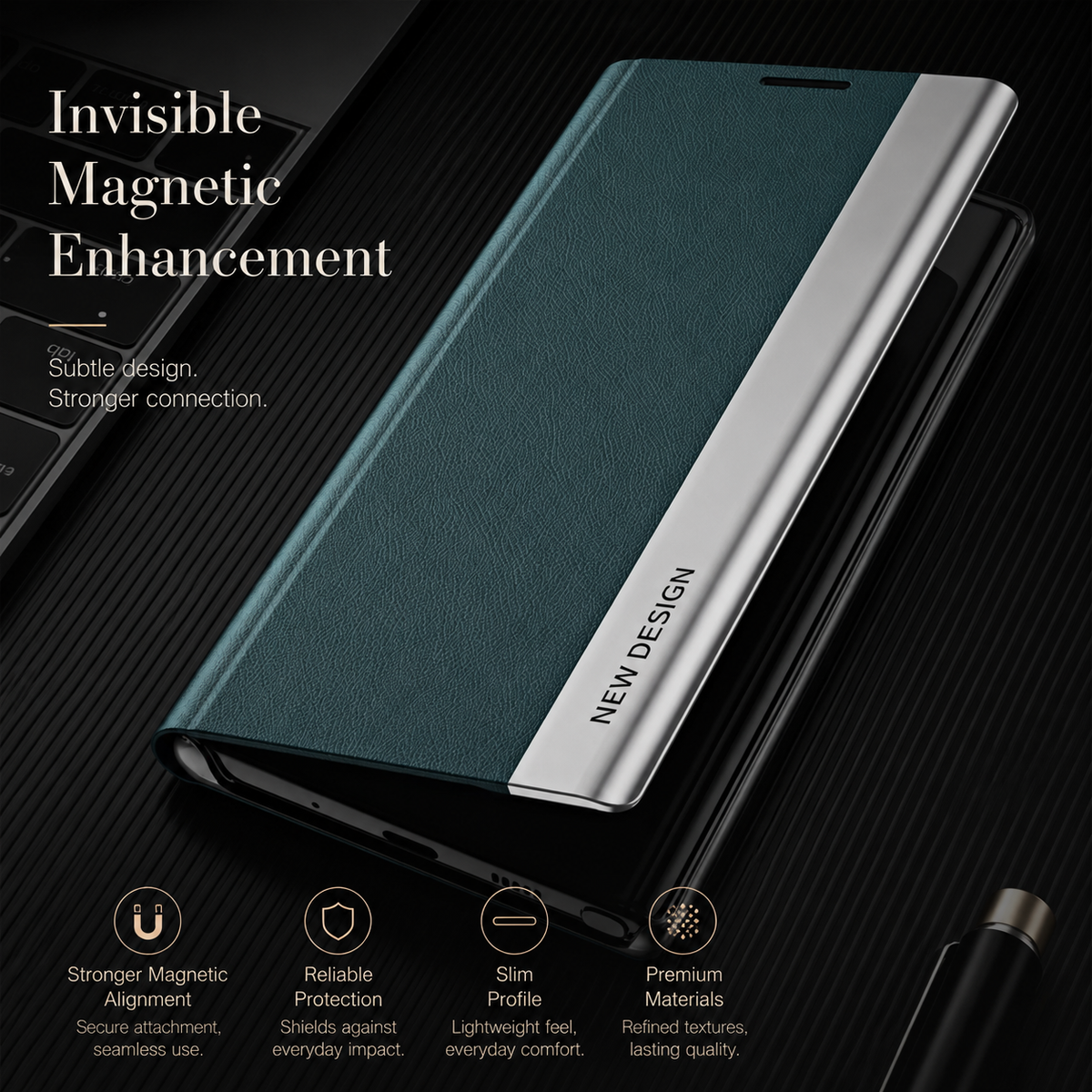 Premium iPhone Case Flip Wallet MagSafe Compatible Magnetic Shockproof Protective Cover Card Holder Stand Function Screen Protection Slim Design