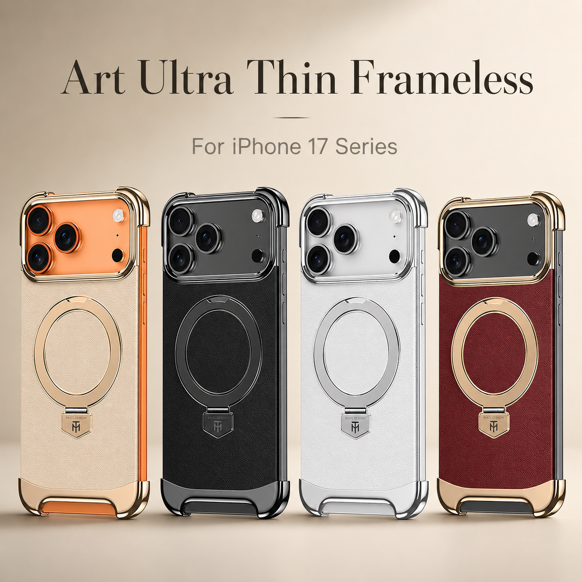 Premium iPhone Case Frameless Magnetic Cover Ultra Thin Leather Back Metal Bumper Stand Shockproof Camera Lens Protection