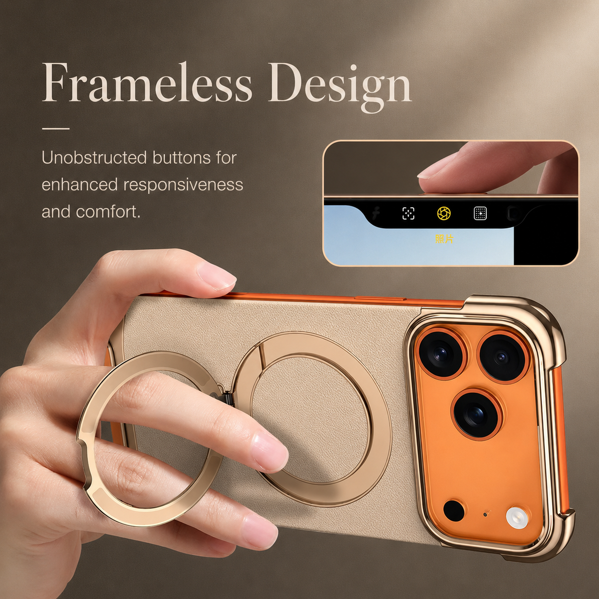 Premium iPhone Case Frameless Magnetic Cover Ultra Thin Leather Back Metal Bumper Stand Shockproof Camera Lens Protection