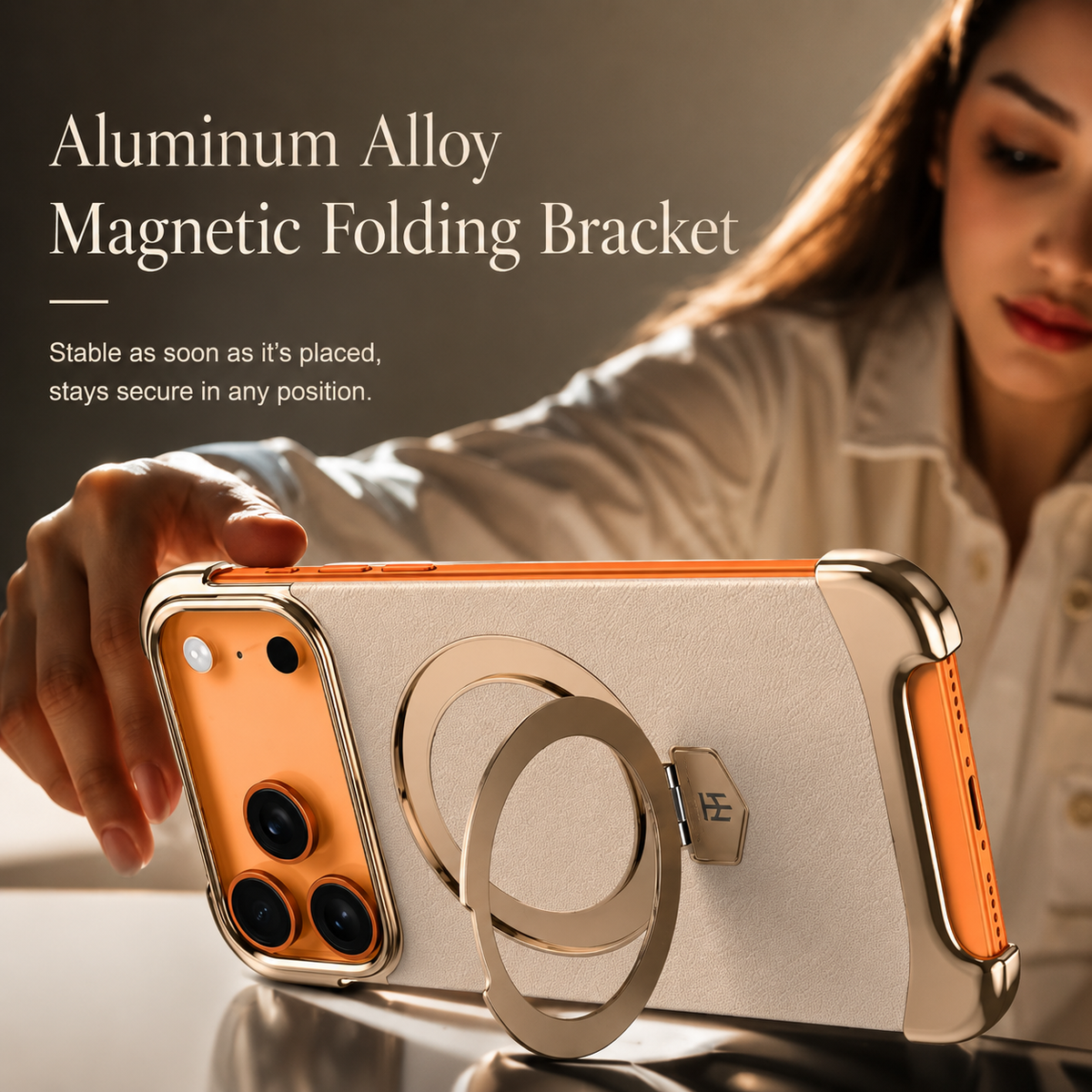 Premium iPhone Case Frameless Magnetic Cover Ultra Thin Leather Back Metal Bumper Stand Shockproof Camera Lens Protection
