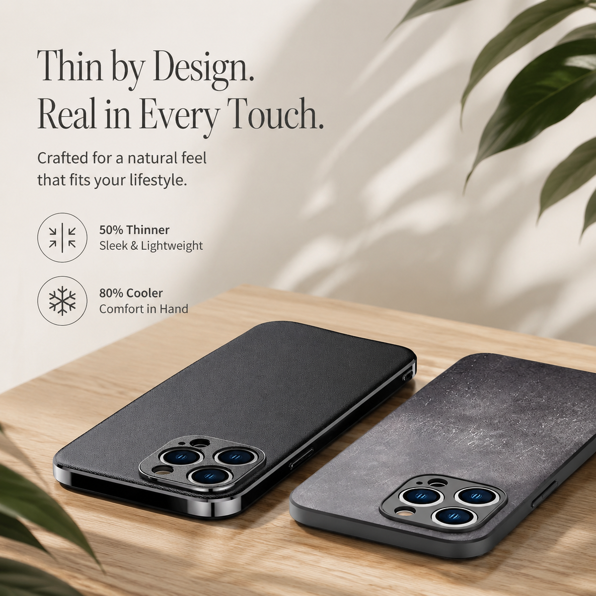 Premium iPhone Case Genuine Cowhide Leather Cover Plating Frame Full Camera Lens Protection Slim Durable Design