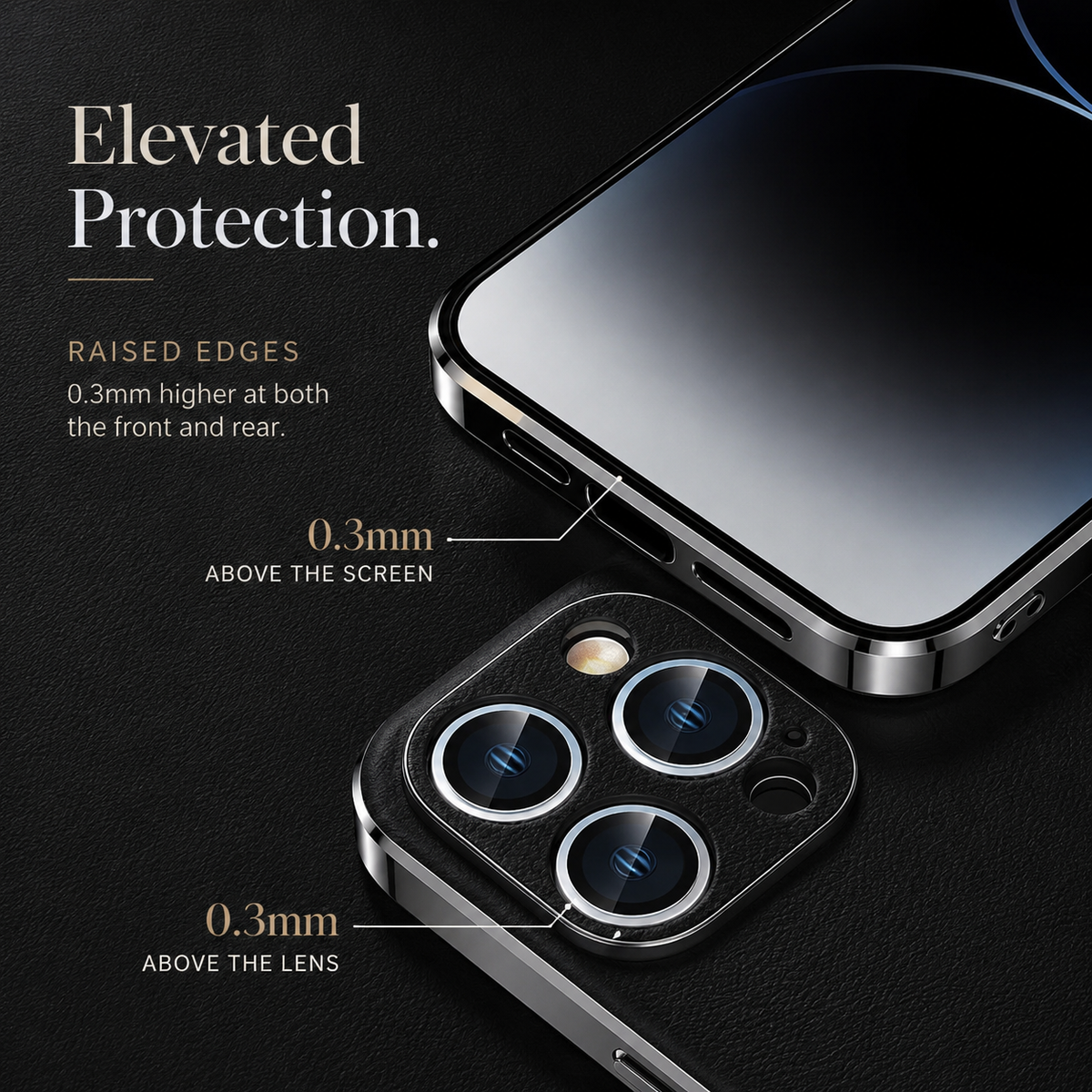 Premium iPhone Case Genuine Cowhide Leather Cover Plating Frame Full Camera Lens Protection Slim Durable Design