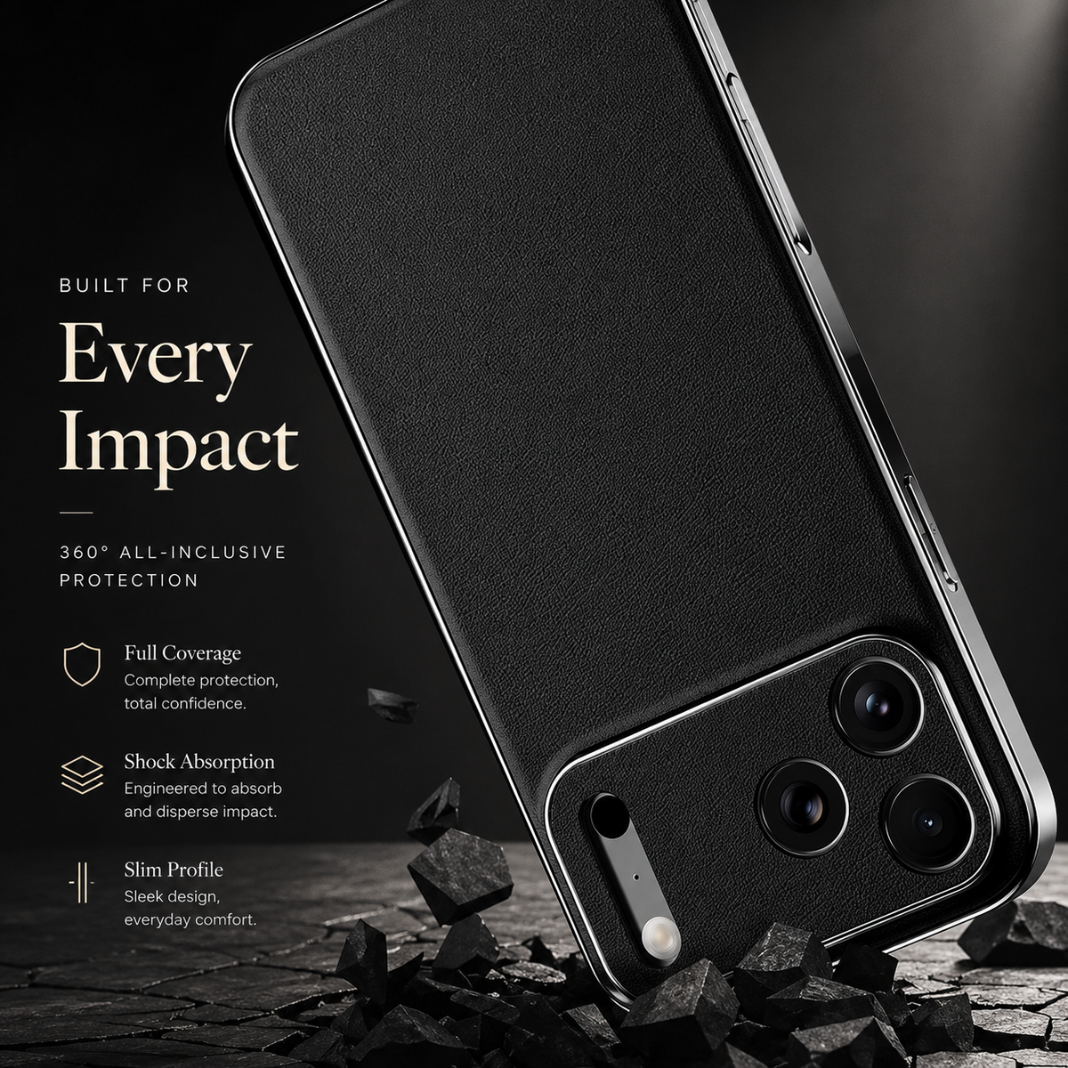 Premium iPhone Case Genuine Cowhide Leather Cover Shockproof Frame Full Camera Lens Protection Matte Slim Design