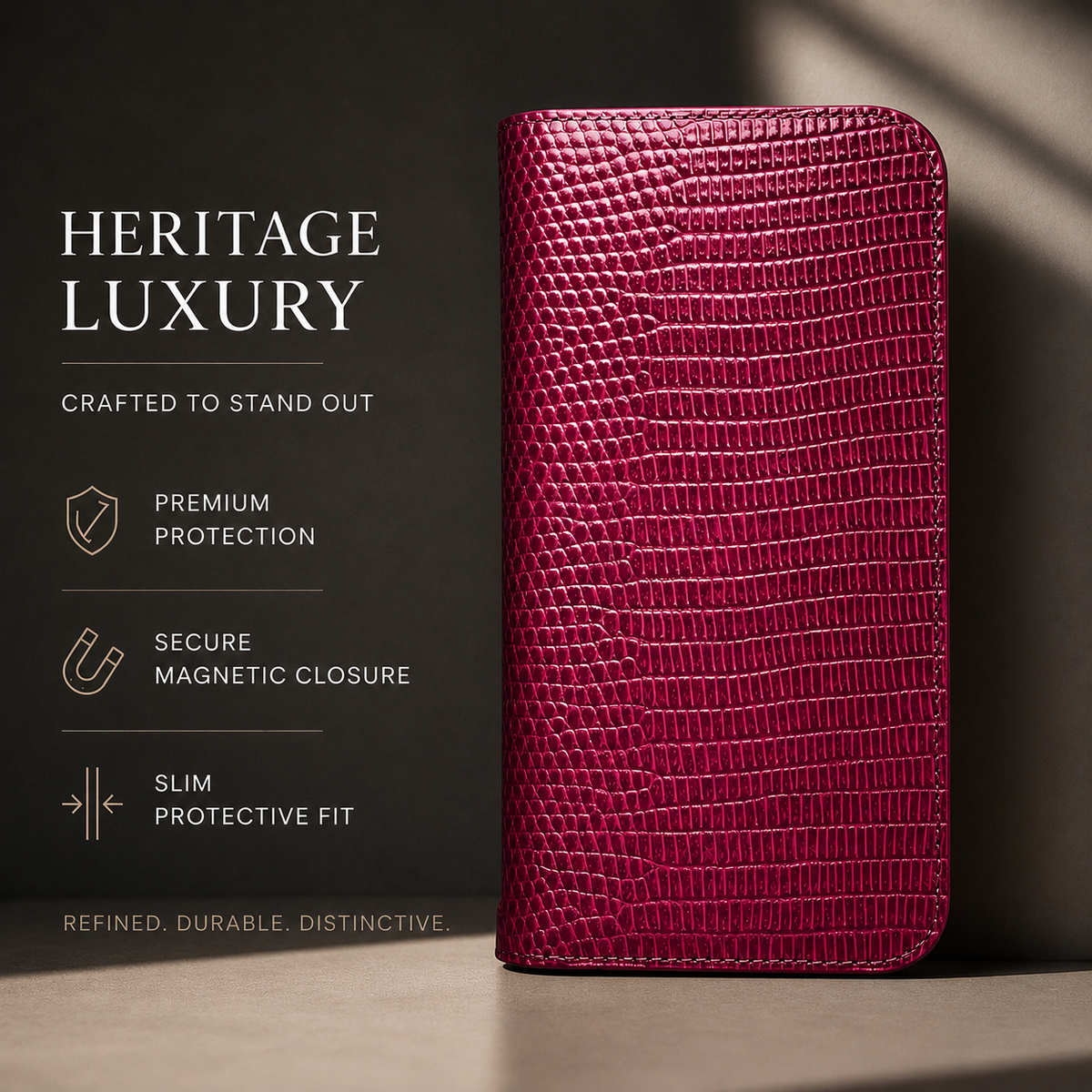 Premium iPhone Case Genuine Cowhide Leather Flip Cover Crocodile Grain Wallet Full Protection