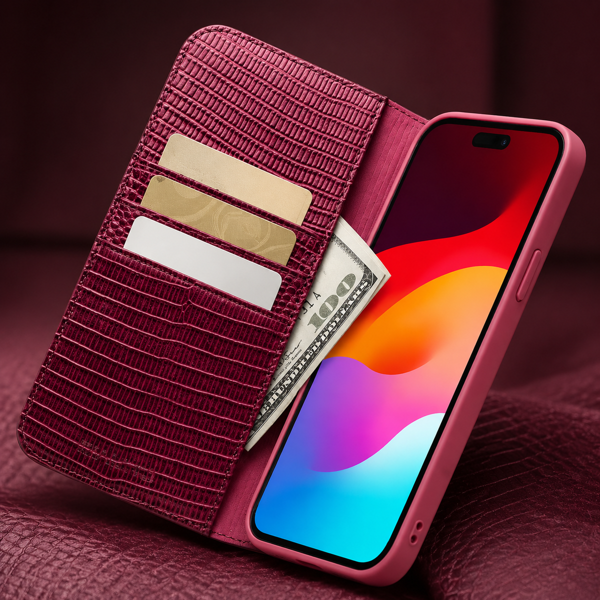 Premium iPhone Case Genuine Leather Flip Cover Card Slot Ultra Slim Shockproof Protective Design