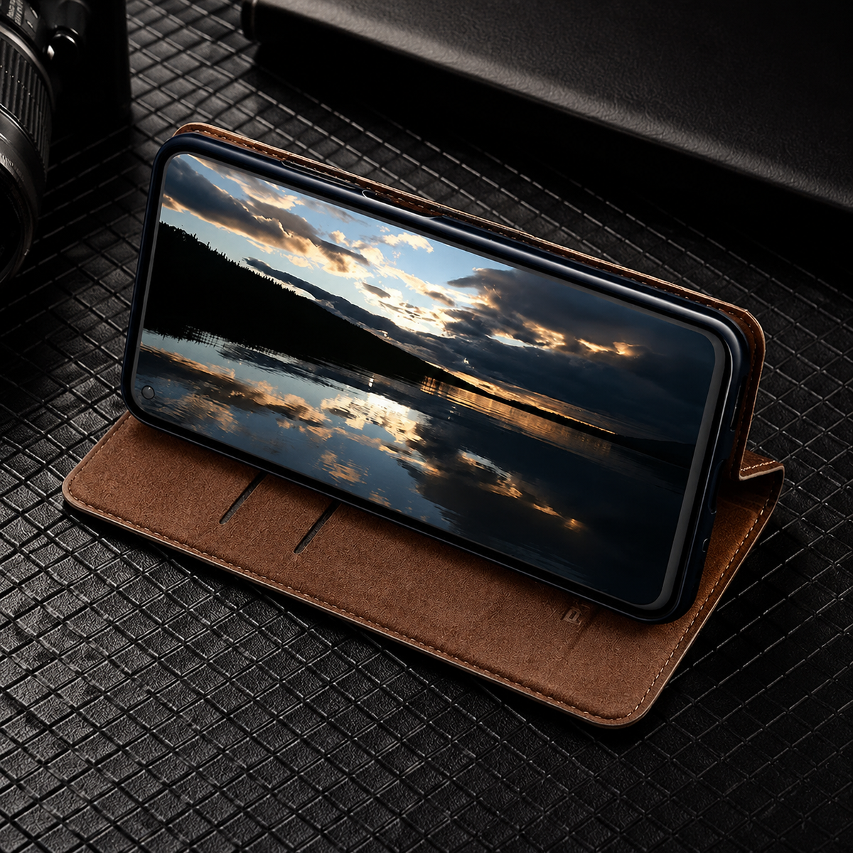 Premium iPhone Case Genuine Nappa Leather Wallet Flip Cover Card Holder Magnetic Closure Full Body Protection
