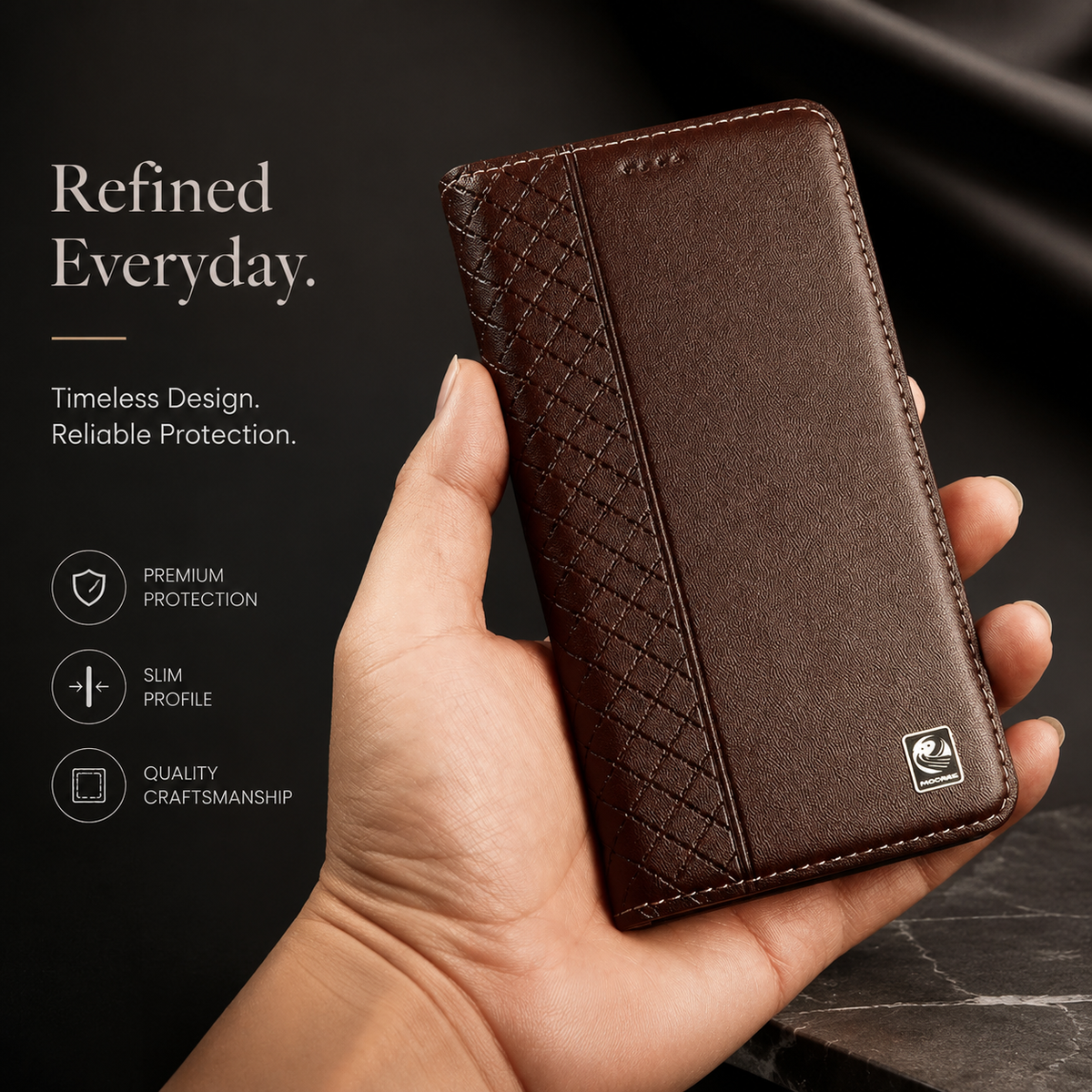 Premium iPhone Case Genuine Nappa Leather Wallet Flip Cover Card Holder Magnetic Closure Full Body Protection