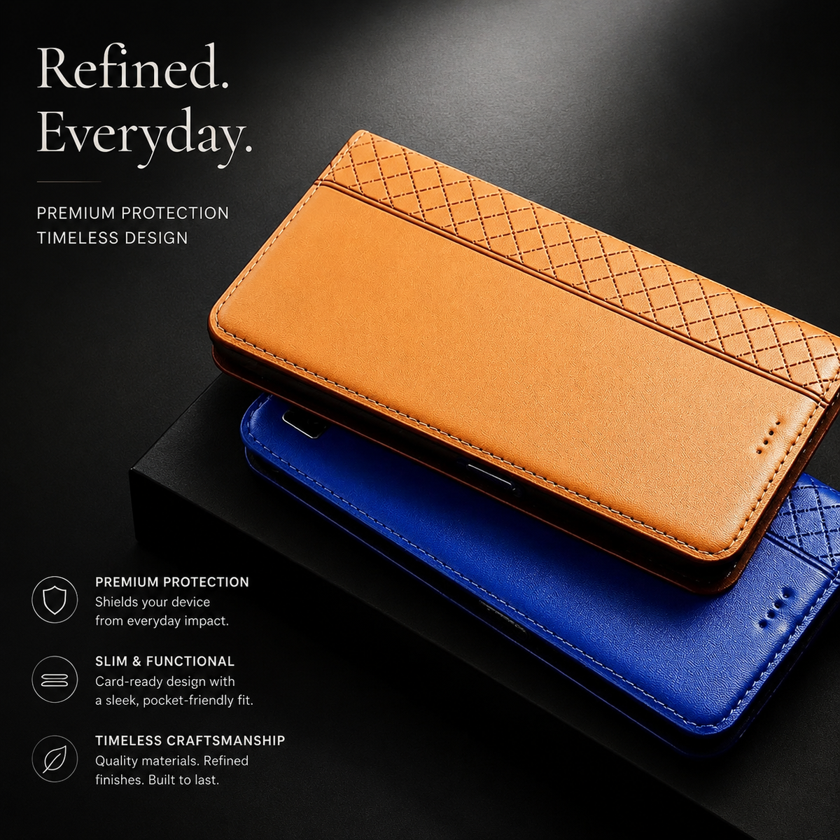 Premium iPhone Case Genuine Nappa Leather Wallet Flip Cover Card Holder Magnetic Closure Full Body Protection