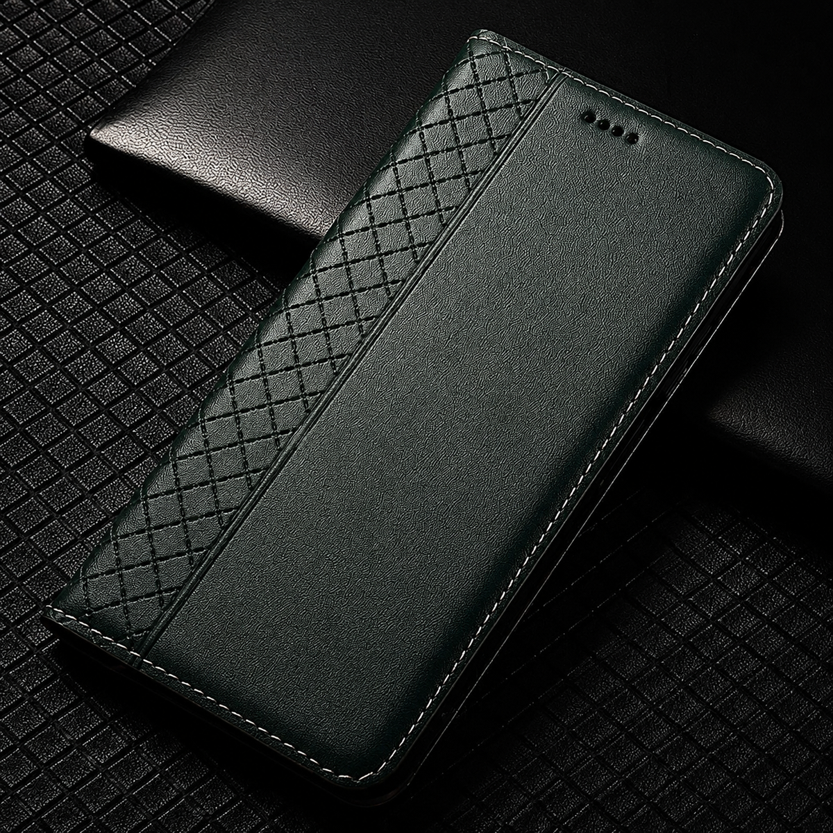 Premium iPhone Case Genuine Nappa Leather Wallet Flip Cover Card Holder Magnetic Closure Full Body Protection