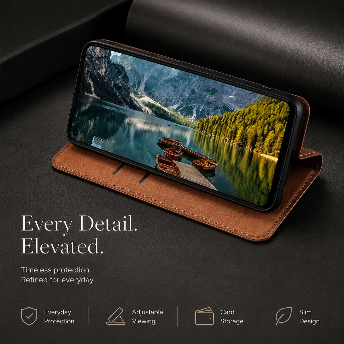 Premium iPhone Case Genuine Nappa Leather Wallet Flip Cover Card Holder Magnetic Closure Full Body Protection