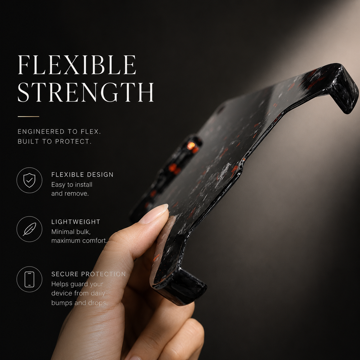 Premium iPhone Case Glossy Forged Carbon Fiber Cover Ultra Thin Shockproof Lightweight Half Wrapped Protection