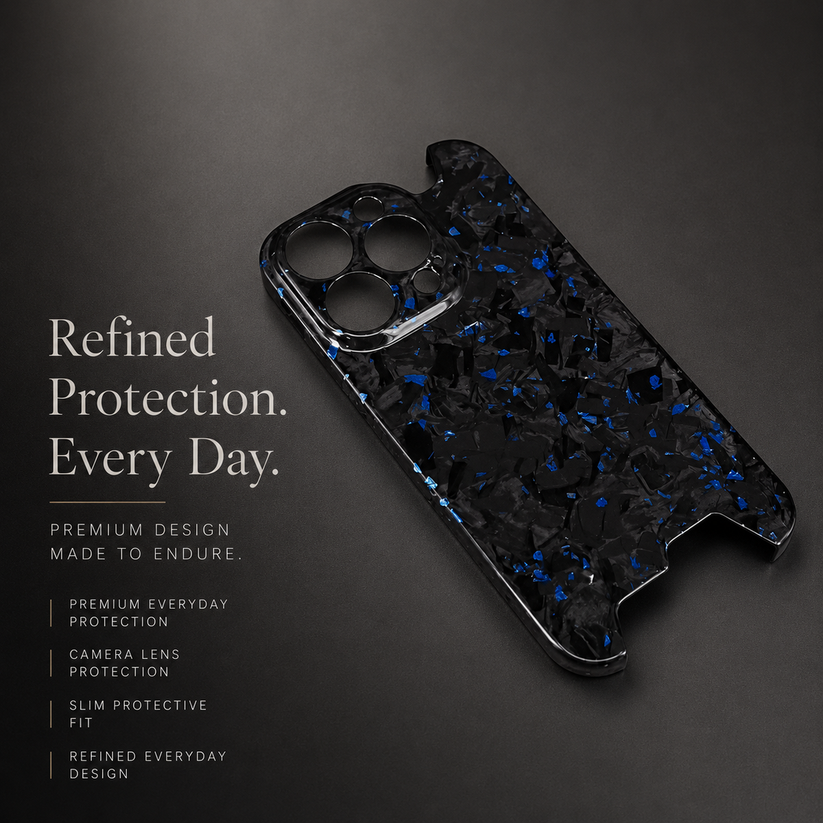 Premium iPhone Case Glossy Forged Carbon Fiber Cover Ultra Thin Shockproof Lightweight Half Wrapped Protection