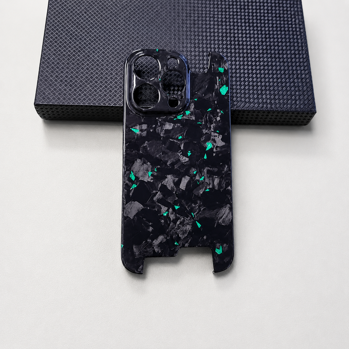 Premium iPhone Case Glossy Forged Carbon Fiber Cover Ultra Thin Shockproof Lightweight Half Wrapped Protection