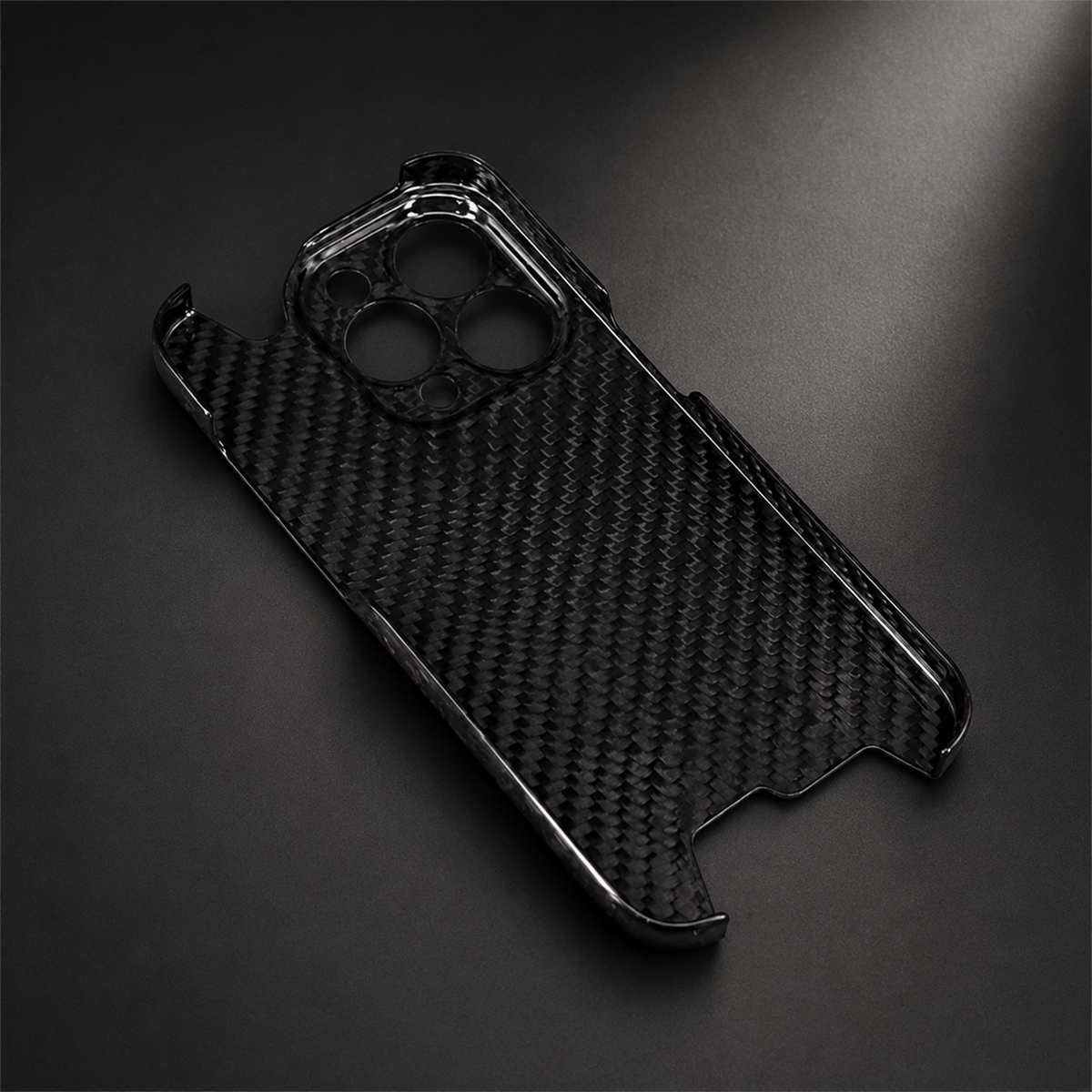 Premium iPhone Case Glossy Forged Carbon Fiber Ultra Thin Shockproof Lightweight Half Wrapped Protective Cover