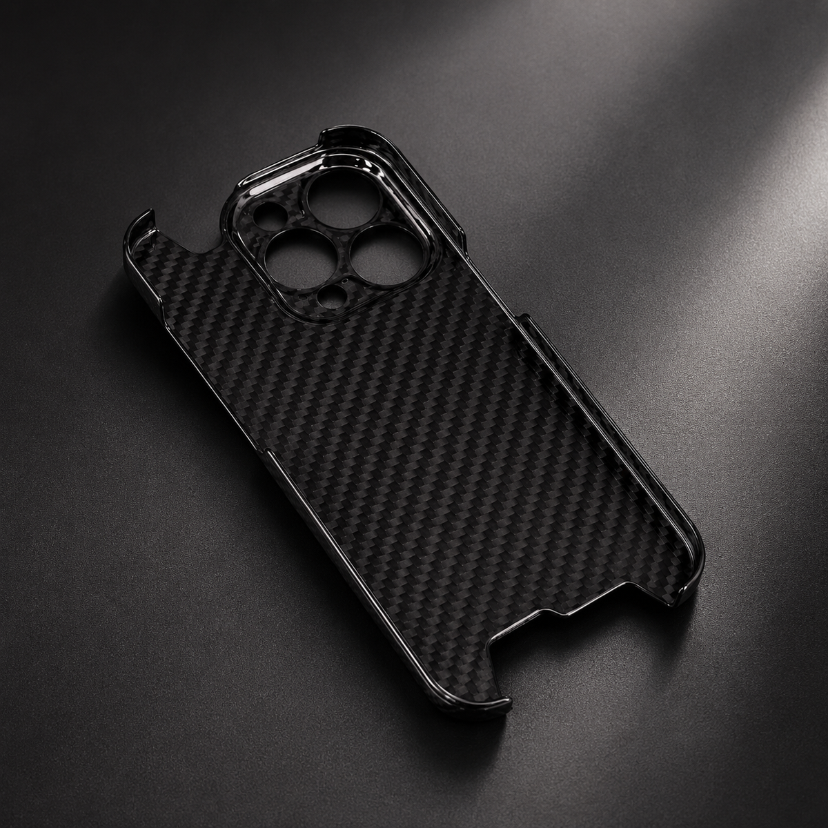 Premium iPhone Case Glossy Forged Carbon Fiber Ultra Thin Shockproof Lightweight Half Wrapped Protective Cover
