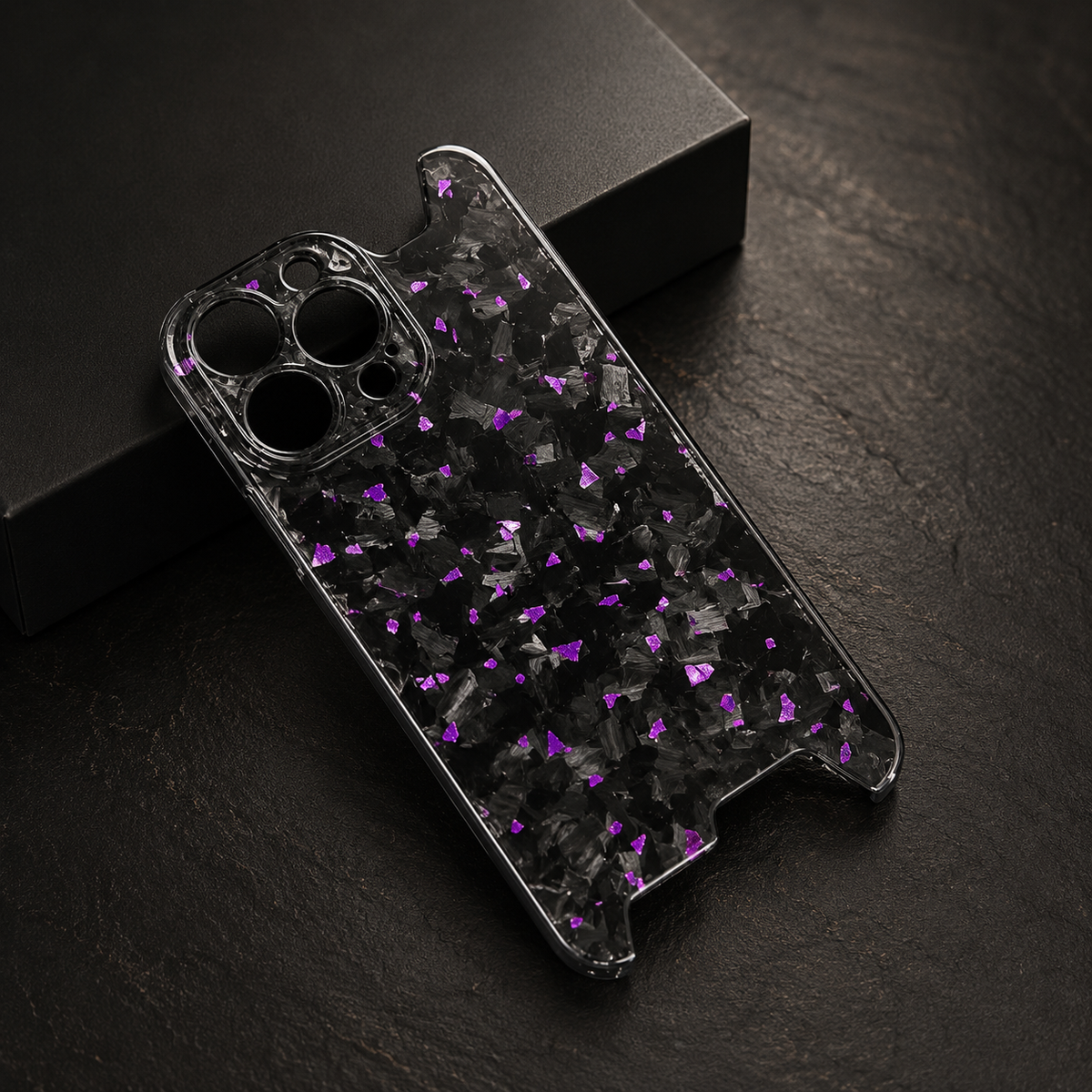 Premium iPhone Case Glossy Forged Carbon Fiber Ultra Thin Shockproof Lightweight Half Wrapped Protective Cover
