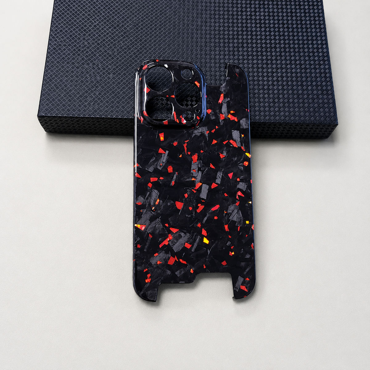 Premium iPhone Case Glossy Forged Carbon Fiber Ultra Thin Shockproof Lightweight Half Wrapped Protective Cover