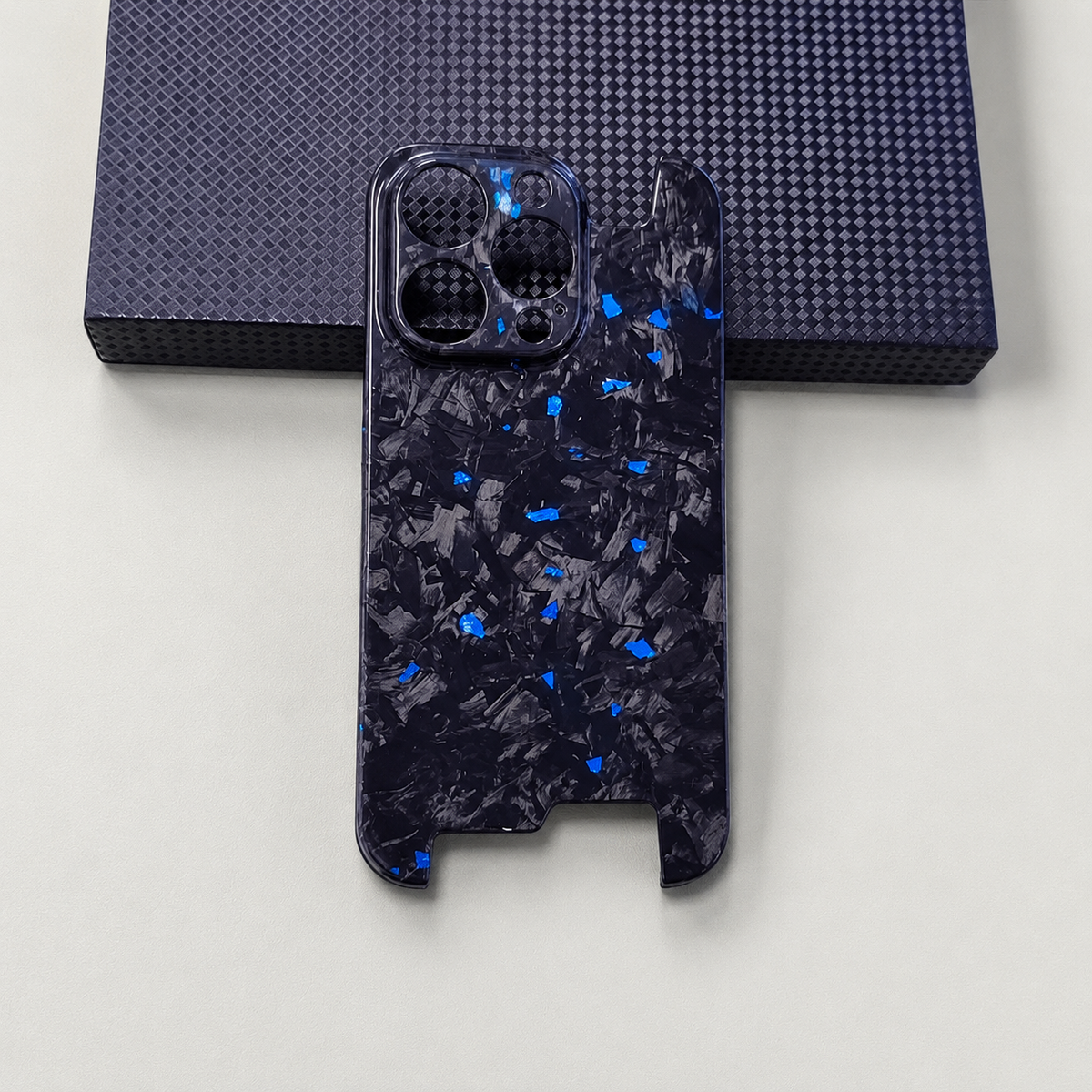 Premium iPhone Case Glossy Forged Carbon Fiber Ultra Thin Shockproof Lightweight Half Wrapped Protective Cover